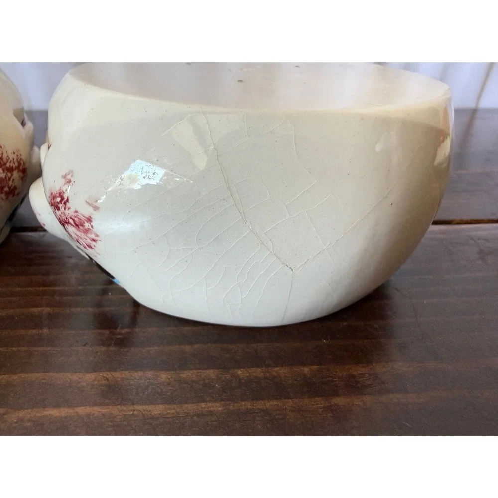 Vintage Snowman Head Ceramic Canisters Christmas Holiday Decor Set of 2‎ IB Mark